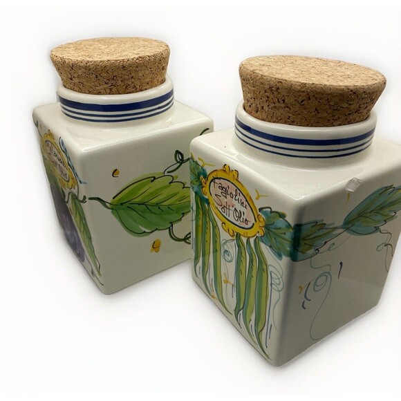Vintage Italian Ceramic Canisters D'Arna Perugia With Cork Lids Set Of 4 - Picture 12 of 15